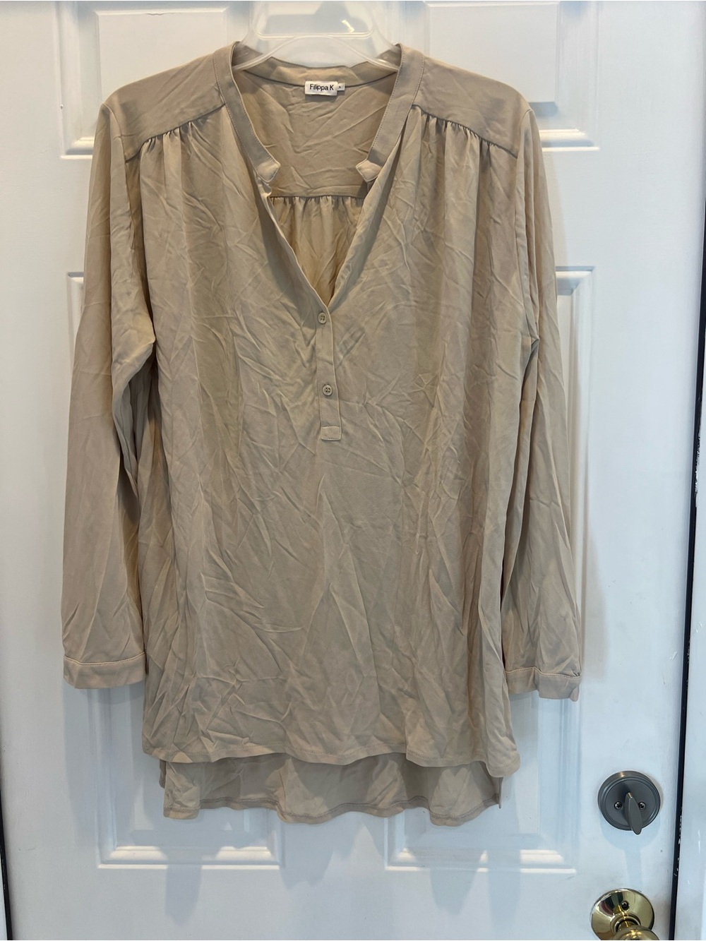 Filippa K Women's Long Sleeve Top Blouse Beige tunic Size L # 894